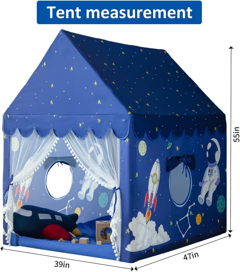 Indoor Play Tent for Kids - Large Blue Spaceship Castle