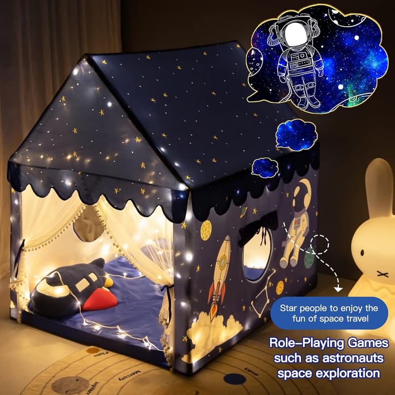 Indoor Play Tent for Kids - Large Blue Spaceship Castle