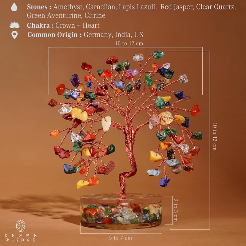 Handmade 7 Chakra Tree of Life - Crystal Decor Gift for Women
