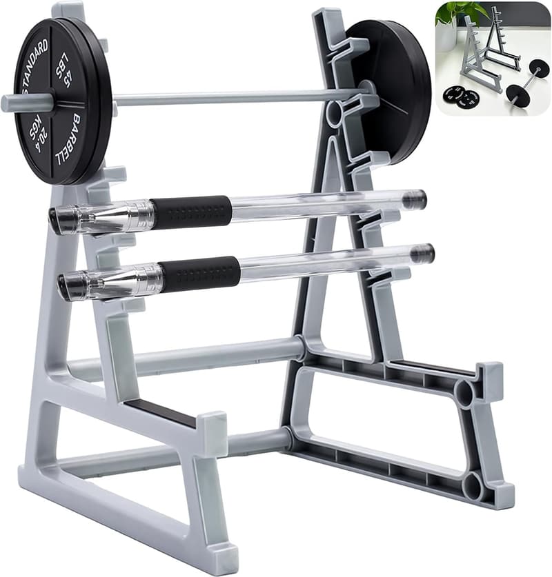Gym-Themed Desk Organizer: Barbell Rack Pen Holder for Men