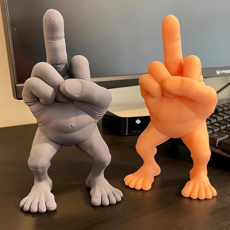 Funny Middle Finger Sculpture - 3D Desk Accessory Ornament (3in)