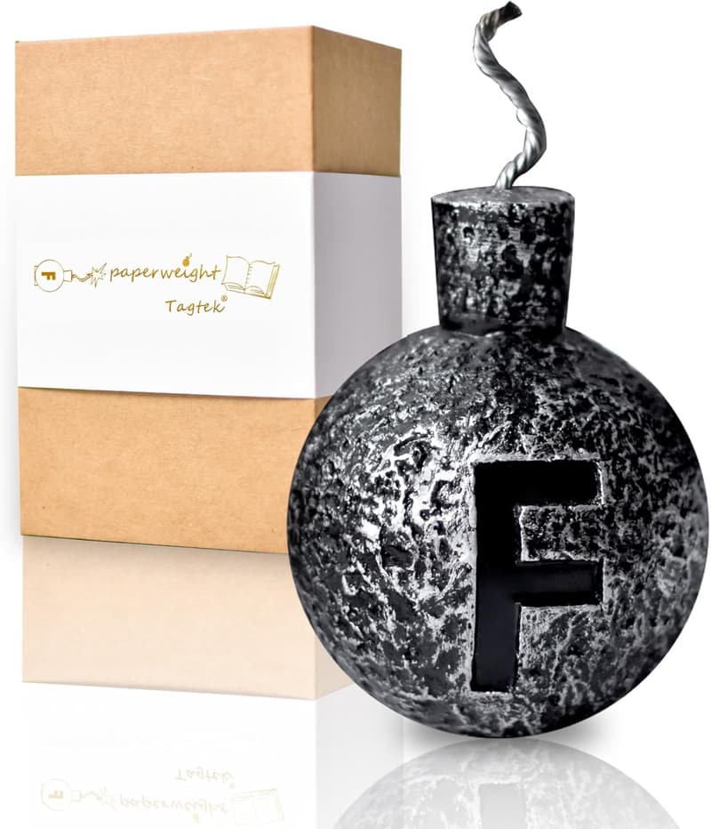 Funny Silver Bomb Paperweight - Unique Desk Decor Gift for Coworkers