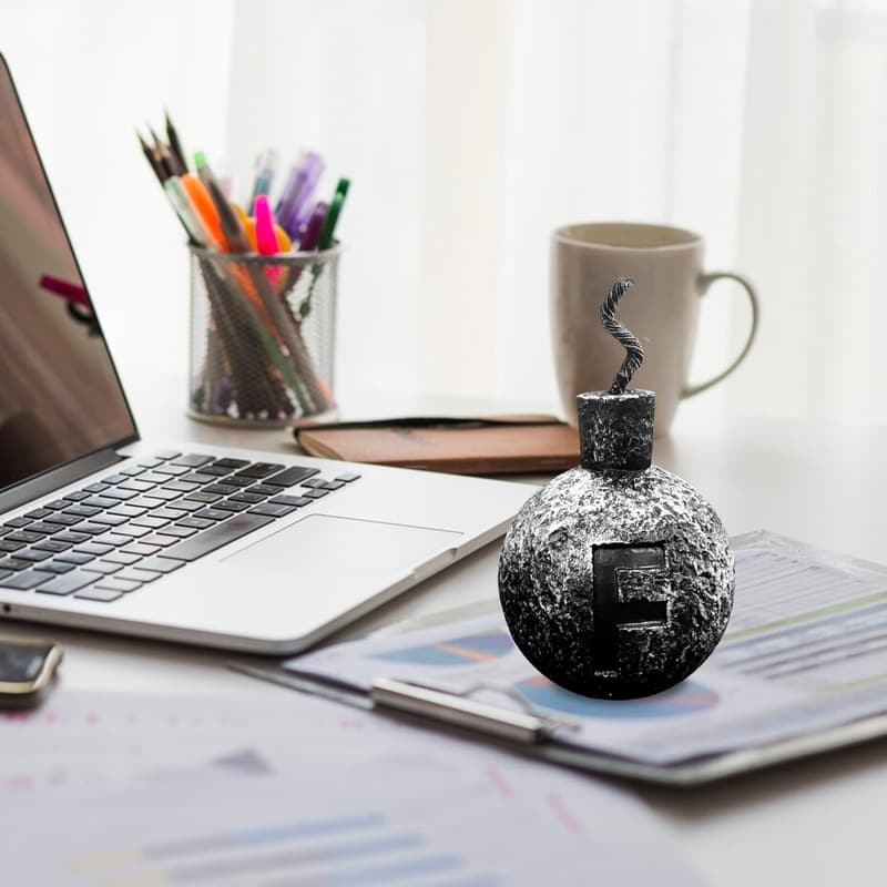 Funny Silver Bomb Paperweight - Unique Desk Decor Gift for Coworkers