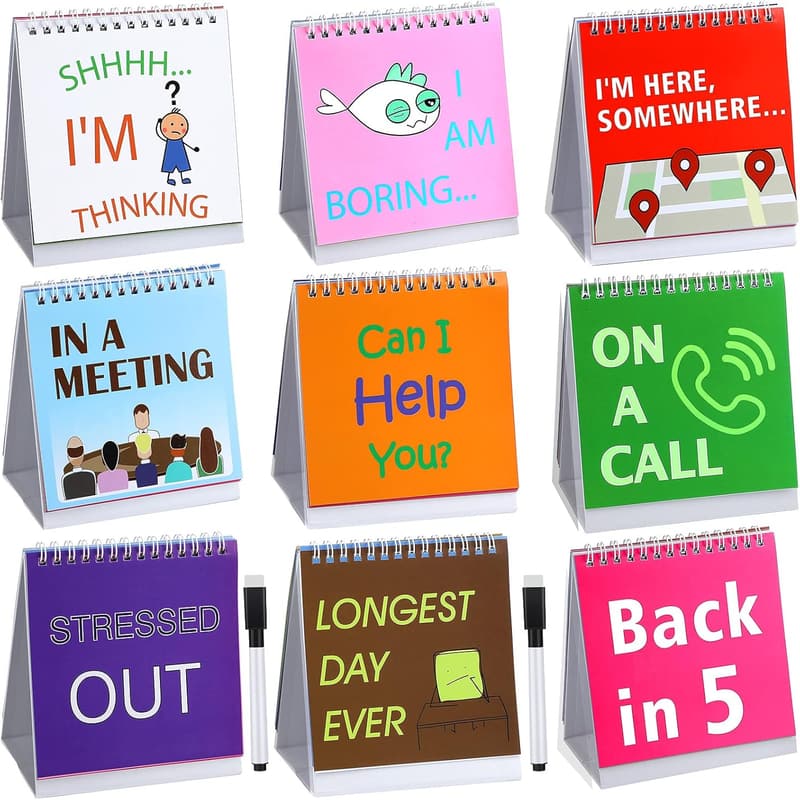 Funny Desk Office Sign Set with 30 Messages & 2 Pens