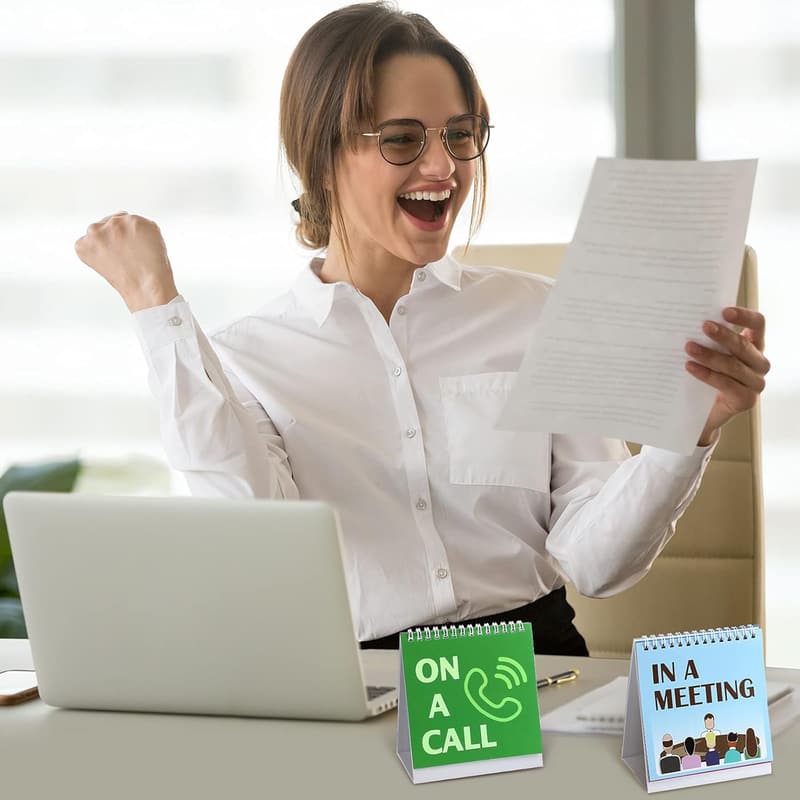 Funny Desk Office Sign Set with 30 Messages & 2 Pens