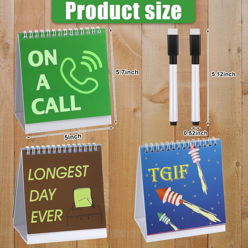Funny Desk Office Sign Set with 30 Messages & 2 Pens
