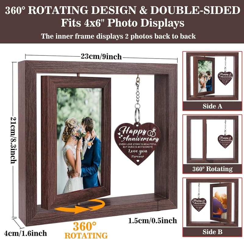 Anniversary Picture Frame for Couples, Holds Two 4x6 Photos