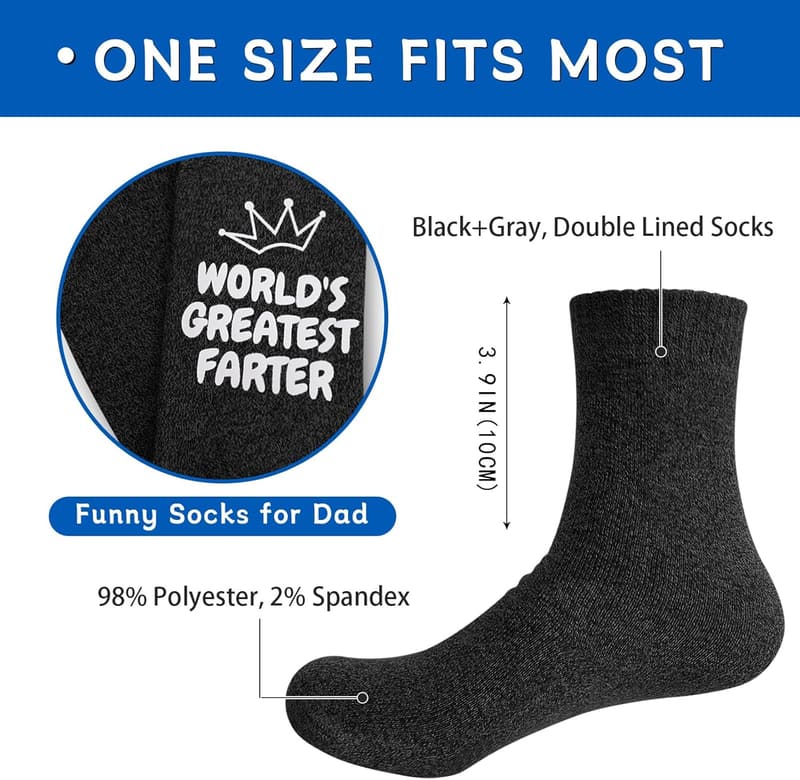 Funny Socks for Dad - World's Greatest Farter Gift from Daughter