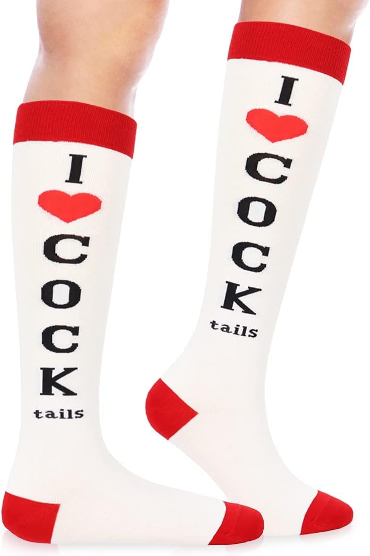 Knee-High Funny Cocktail Socks for White Elephant Gift Exchange