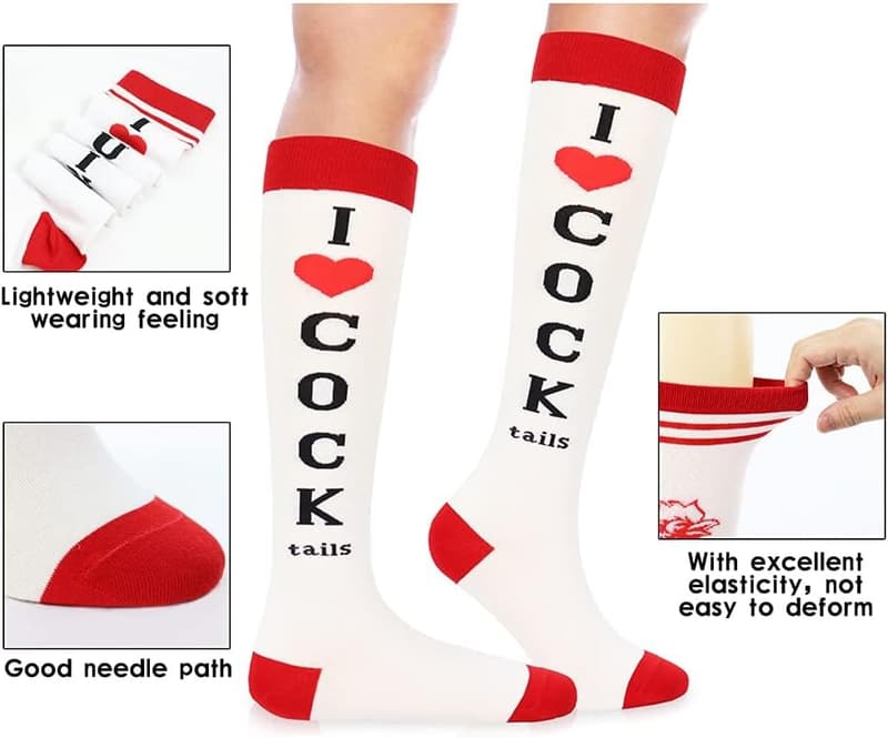 Knee-High Funny Cocktail Socks for White Elephant Gift Exchange