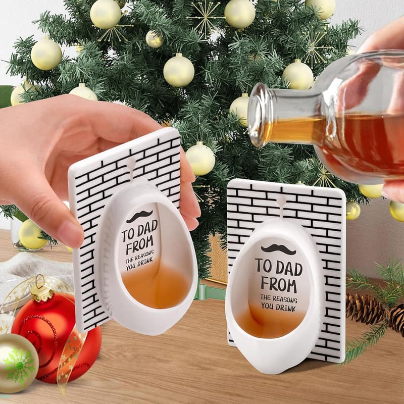 Father's Day Urinal Shot Glasses Set for Dad - Gag Gift