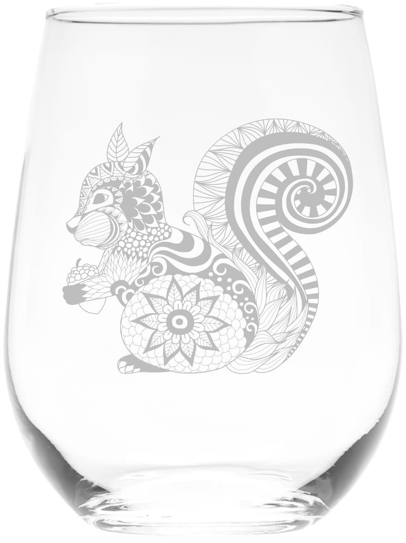 Squirrel-Themed Stemless Wine Glass for Men and Women - 17 oz