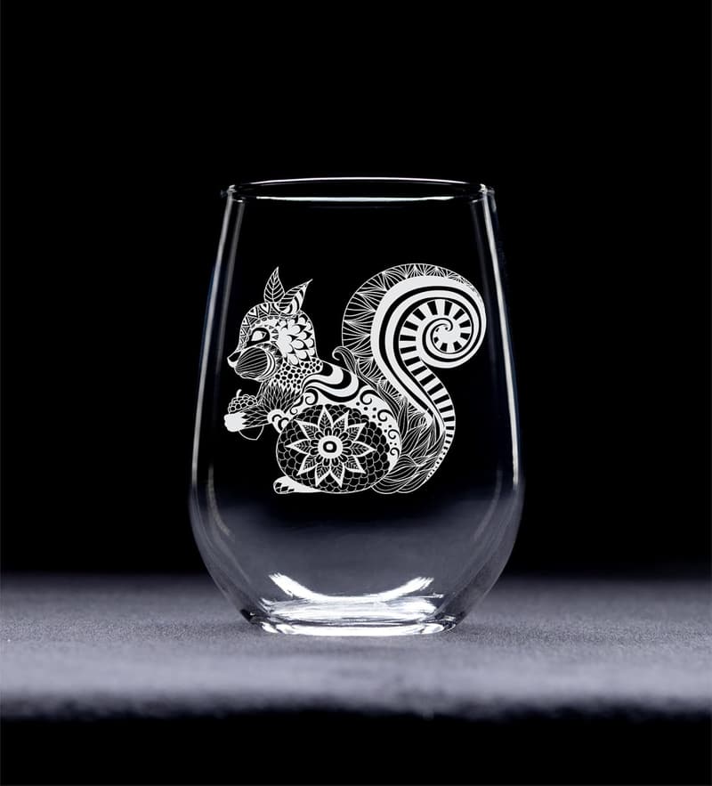 Squirrel-Themed Stemless Wine Glass for Men and Women - 17 oz