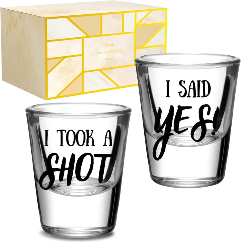 Engagement Gift Set: Unique Shot Glasses for Couples