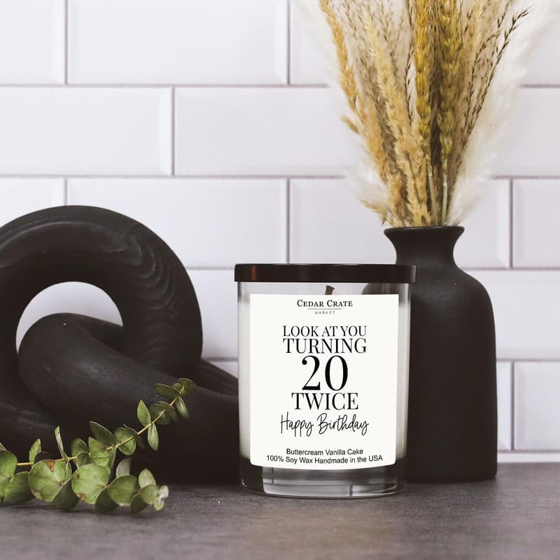 40th Birthday - Handmade Buttercream Vanilla Soy Candle for Women