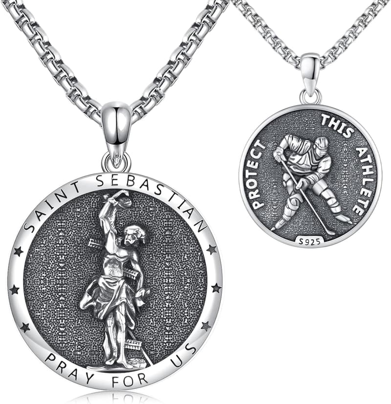 Sterling Silver Patron Saint Medal Necklace for Men & Women