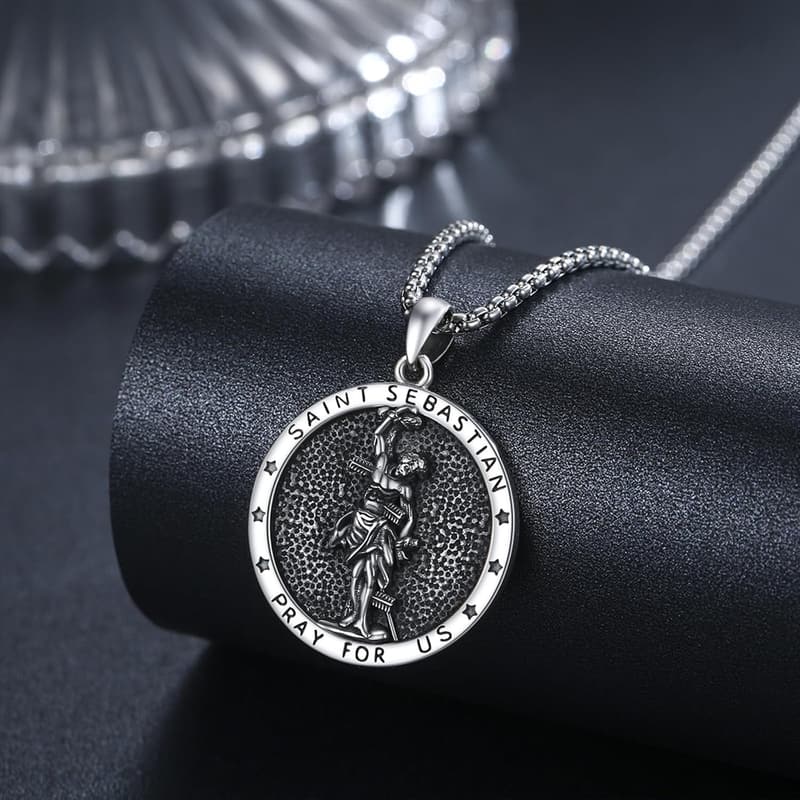 Sterling Silver Patron Saint Medal Necklace for Men & Women