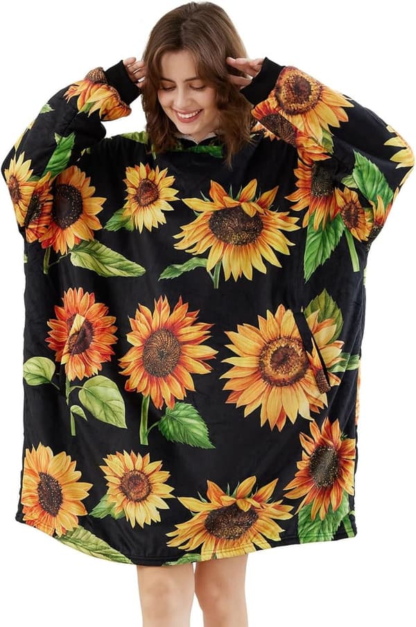Oversized Sherpa Fleece Hoodie Blanket for All Ages