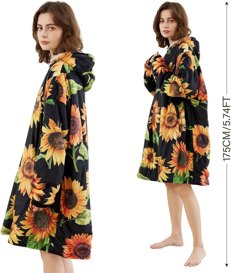 Oversized Sherpa Fleece Hoodie Blanket for All Ages