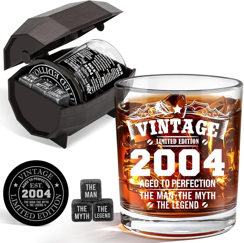 21st Birthday Whiskey Glass Set for Men