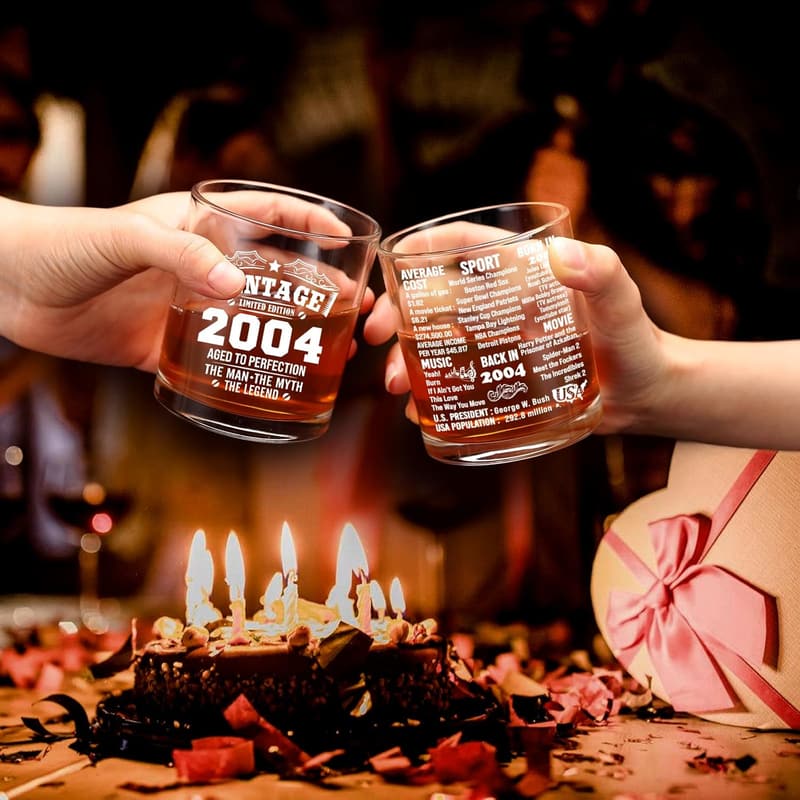 21st Birthday Whiskey Glass Set for Men