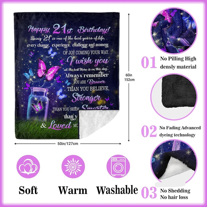 21st Birthday Blanket Gift for Her - 50