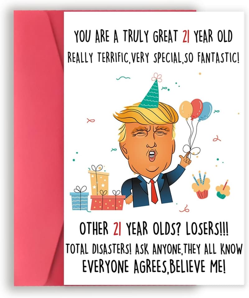 21st Birthday Humorous Card for Him/Her – Funny Donald Gift