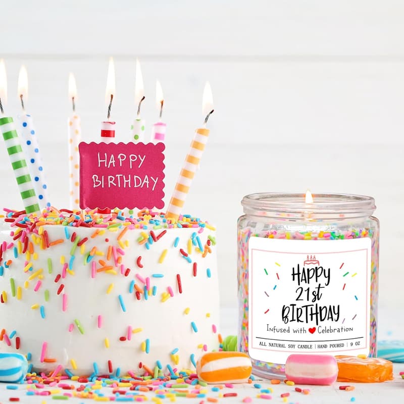 21st Birthday Handmade Vanilla Cream Aromatherapy Candle for Her