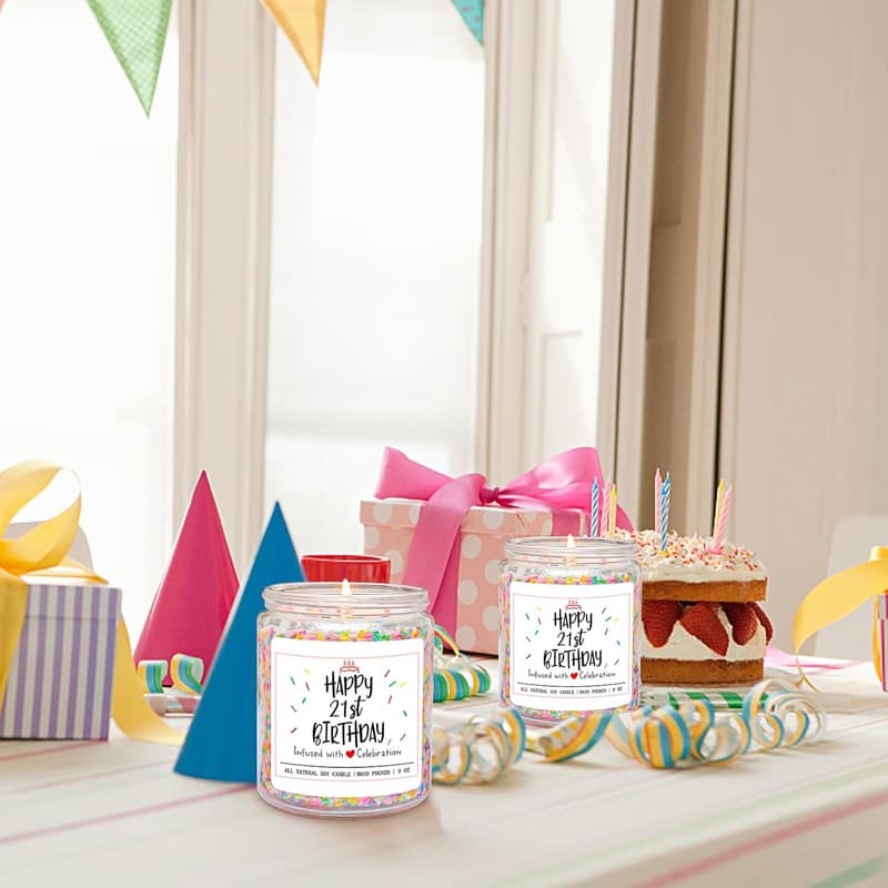 21st Birthday Handmade Vanilla Cream Aromatherapy Candle for Her