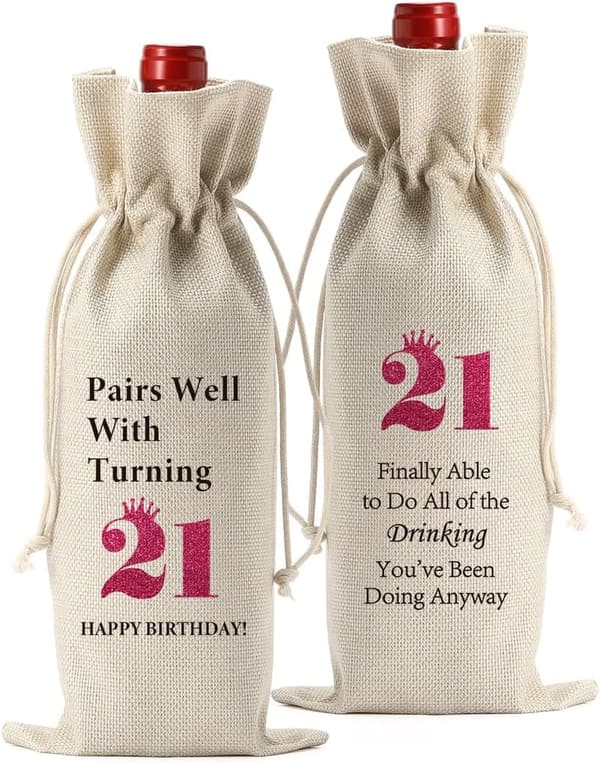 21st Birthday Wine Bag - Funny Gift for Her or Him