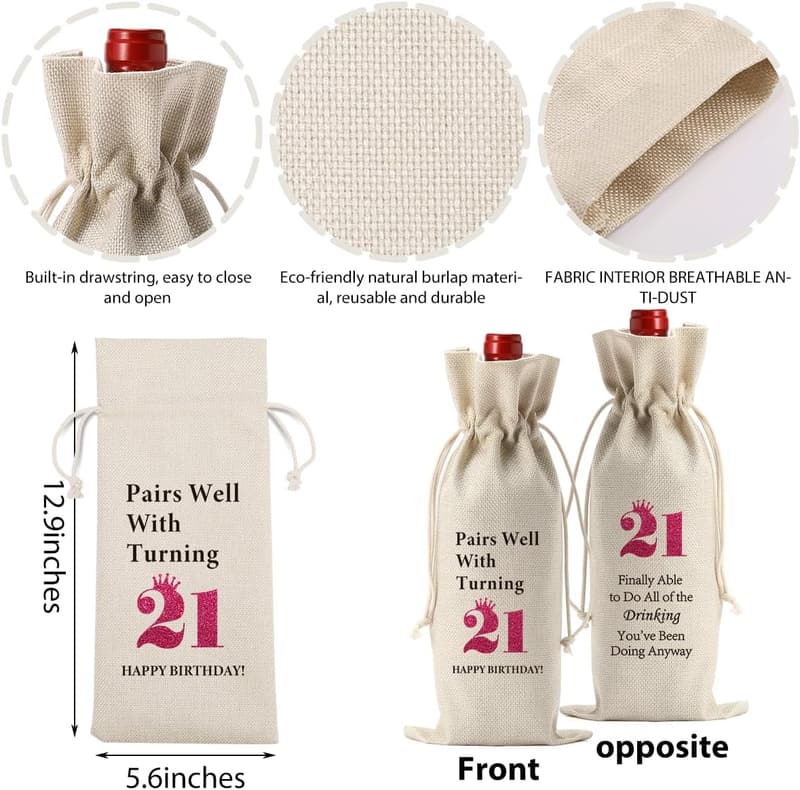 21st Birthday Wine Bag - Funny Gift for Her or Him