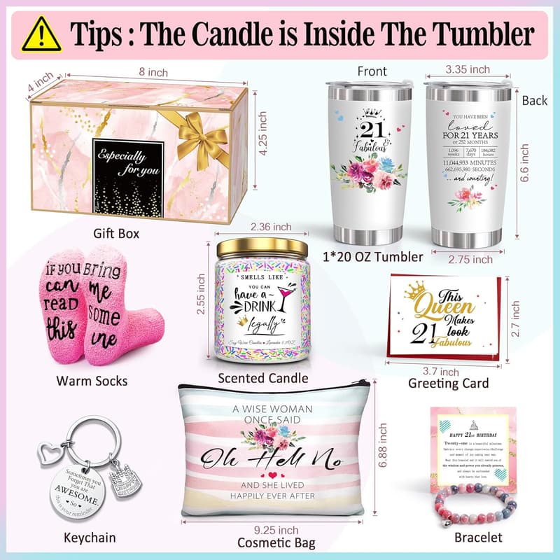 Happy 21st Birthday Gift Basket for Her Women
