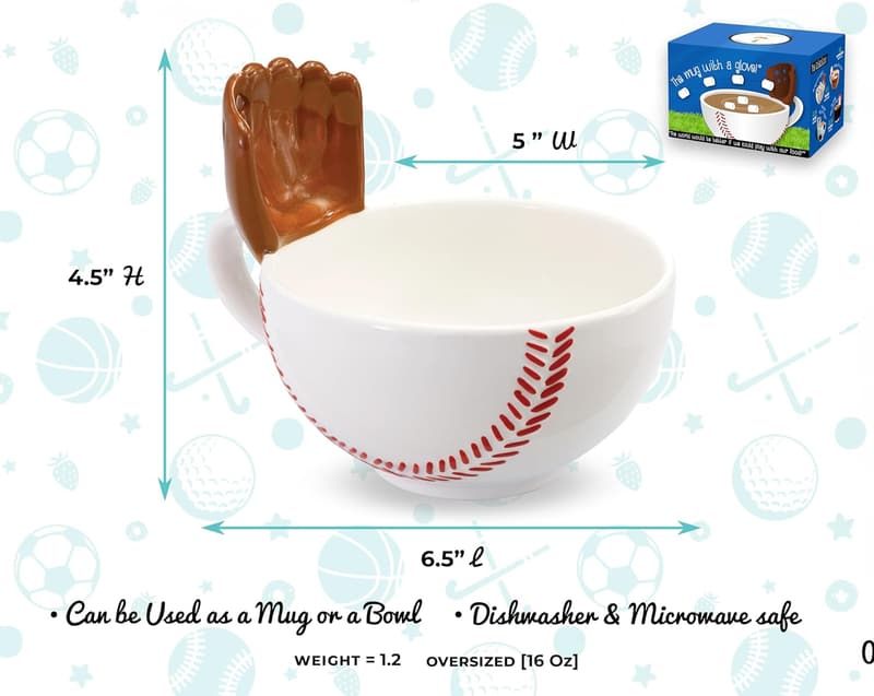 Funny Baseball Mug with Glove – Coach Gift for Dad, 16oz