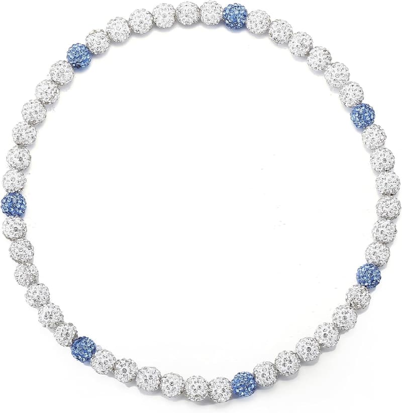 Baseball Necklace for Men with Rhinestone Beads