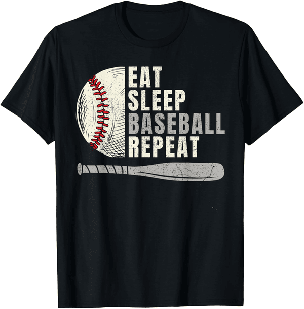 Funny Baseball Player T-Shirt - Eat Sleep Baseball Repeat