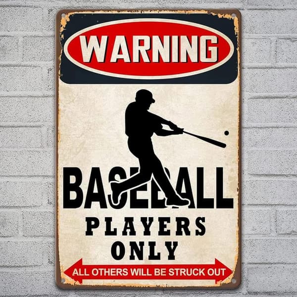 Funny Baseball Players Only Metal Sign - Vintage Wall Decor for Boys