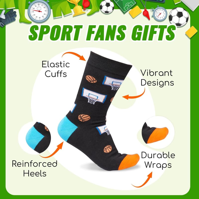 Boys' Novelty Socks for 4th-18th Birthday Gifts - Sports Theme
