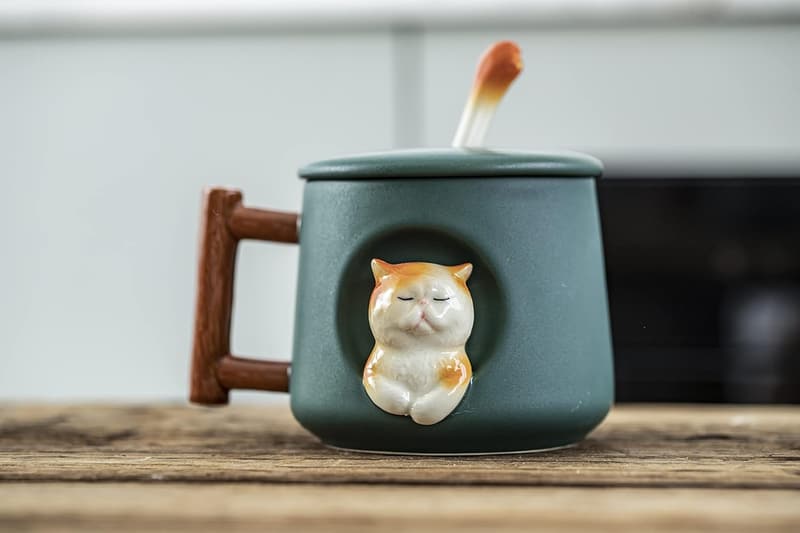 3D Ceramic Cat Mug with Lid & Spoon - Perfect Gift for Animal Lovers