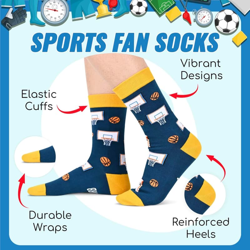 Sports Gift Socks for Men & Women - Basketball, Football, Soccer