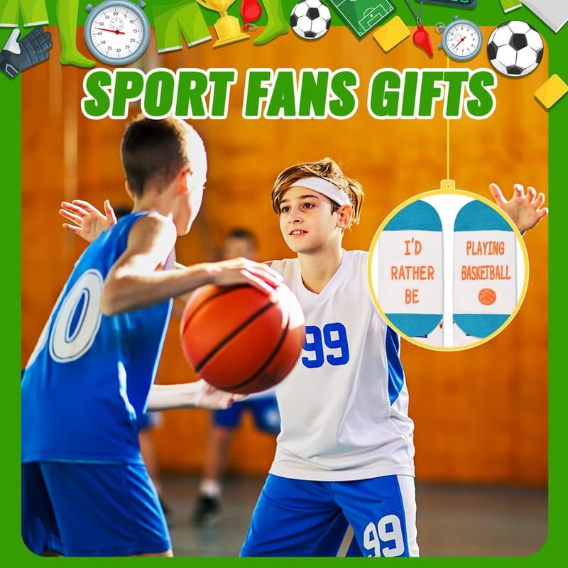 Sports Gift Socks for Kids - Baseball, Hockey, Soccer, Football