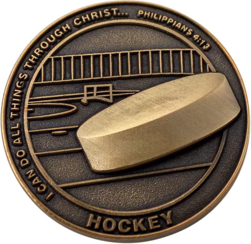 Antique Gold Challenge Coin for Young Athletes, Philippians 4:13