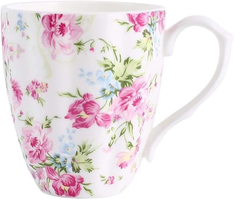Floral Bone China Coffee Mug for Women's Birthday or Christmas