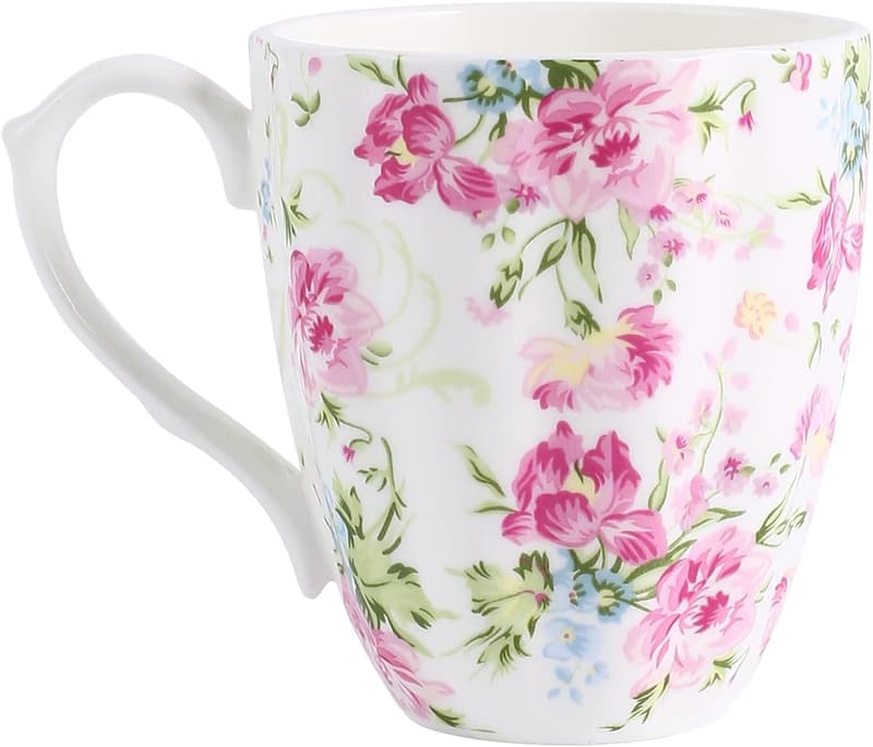 Floral Bone China Coffee Mug for Women's Birthday or Christmas