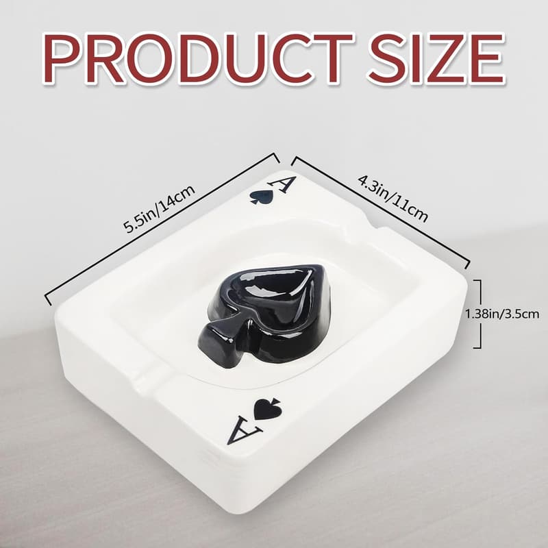 Ceramic Poker Ashtray - Handmade Ace of Spades Design