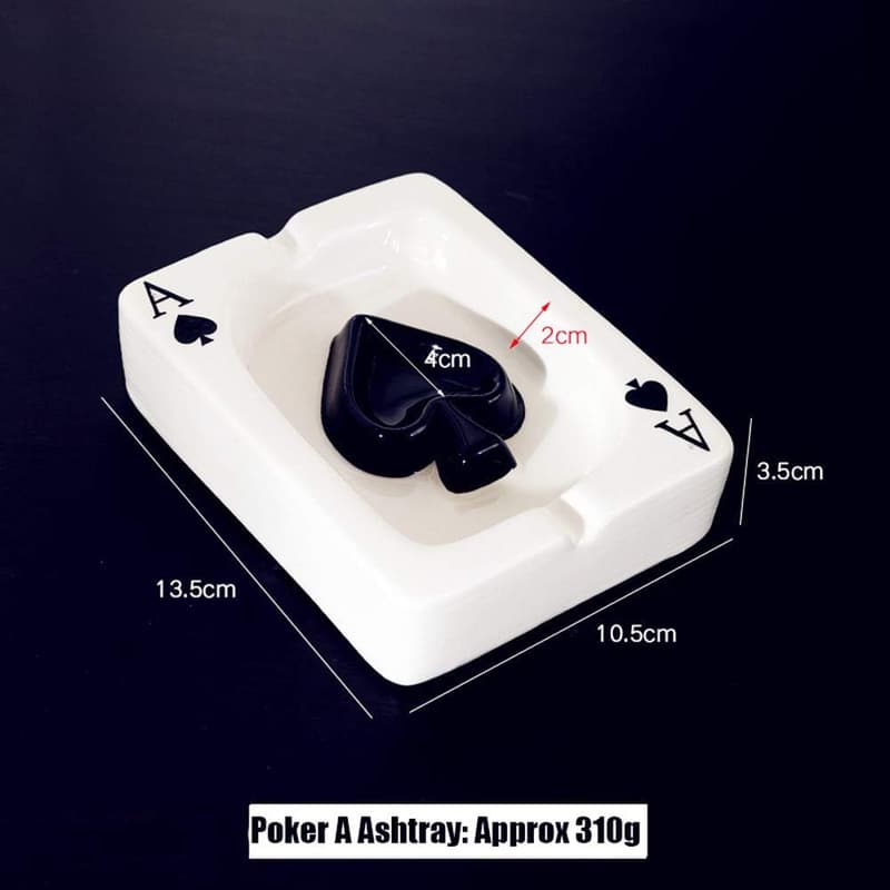 Handmade Black Ceramic Poker Ashtray for Men & Women