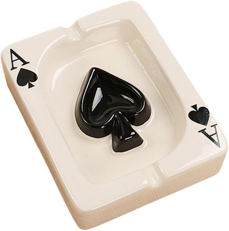 Handmade Black Ceramic Poker Ashtray for Men & Women