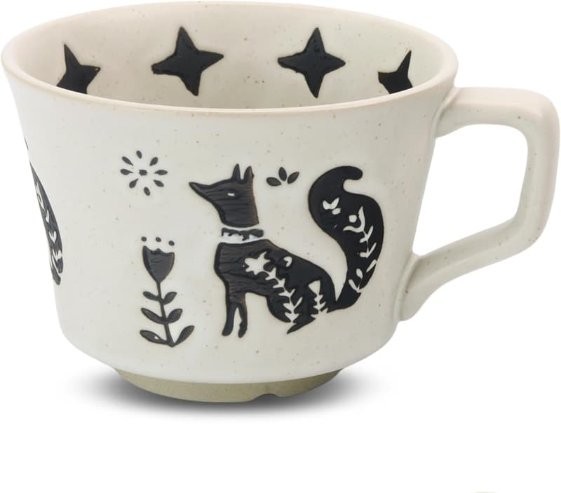 Fox Design 12 oz Ceramic Coffee Mug with Large Handle