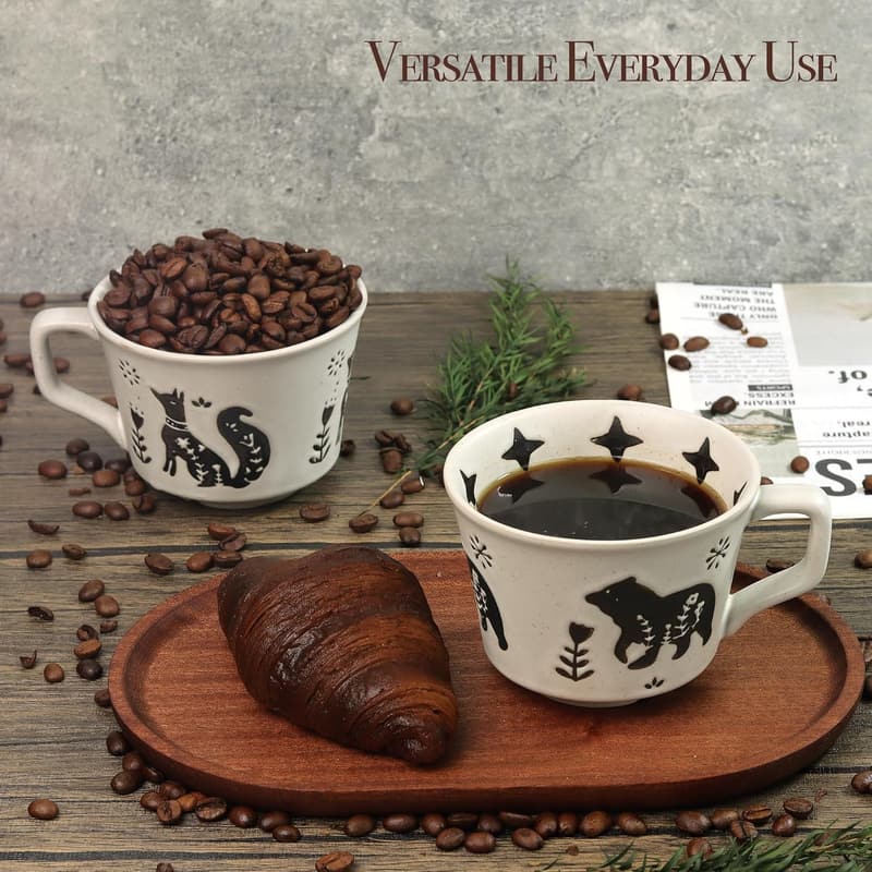 Fox Design 12 oz Ceramic Coffee Mug with Large Handle