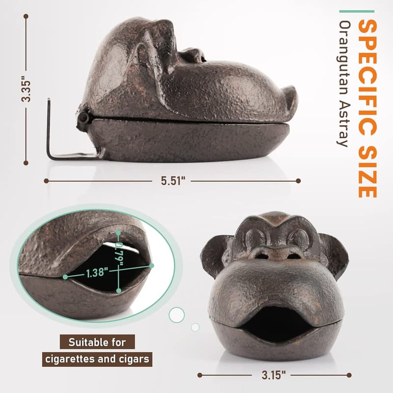 Funny Orangutan Cigar Ashtray for Home Decor - Black
