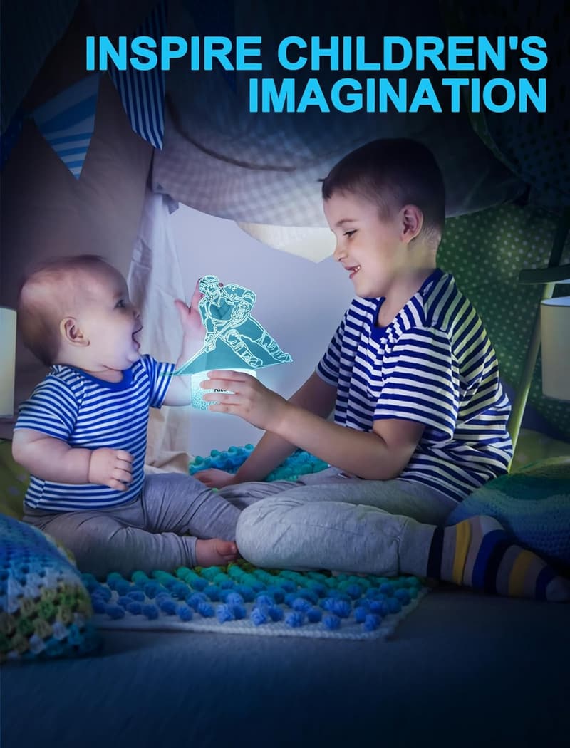 3D Illusion Hockey Player Night Light for Kids with Remote Control
